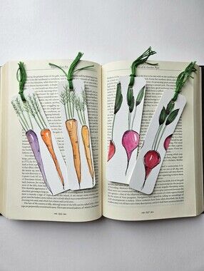 4pc Handmade Carrots & Beets Bookmarks | Farmer's Market Themed